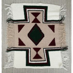 vintage crochet knit throw tapestry 26x35